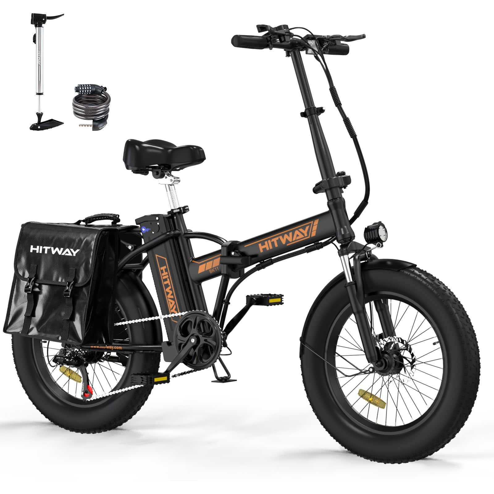 Bicicleta Eléctrica Plegable HITWAY, Bicicleta Eléctrica de Neumáticos Gordos, Vista Lateral