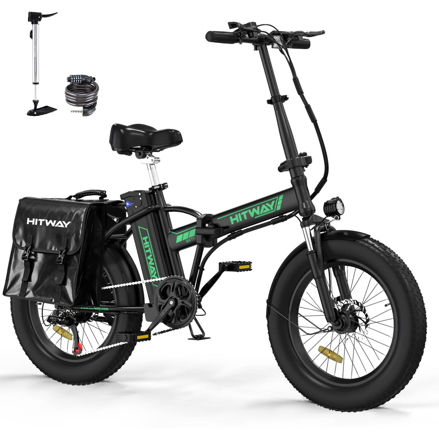 Bicicleta Eléctrica Plegable HITWAY, Bicicleta Eléctrica de Neumáticos Gordos, Vista Lateral