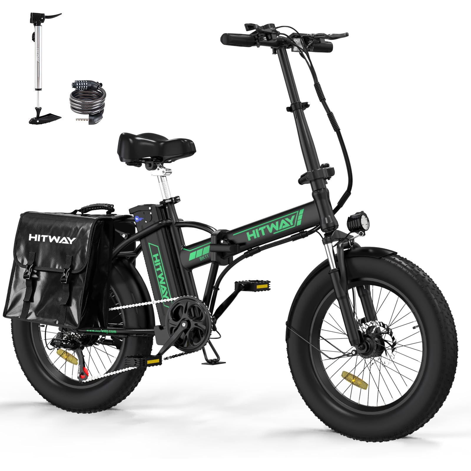 Bicicleta Eléctrica Plegable HITWAY, Bicicleta Eléctrica de Neumáticos Gordos, Vista Lateral