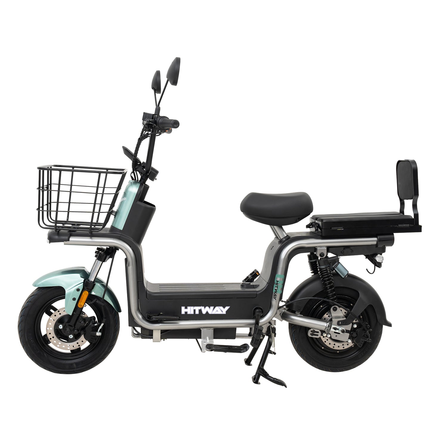 Motocicleta Eléctrica HITWAY, Motocicleta Eléctrica de Desbloqueo Inteligente con Tarjeta NFC, Motocicleta Eléctrica de Asiento Trasero Multifuncional, Vista Frontal
