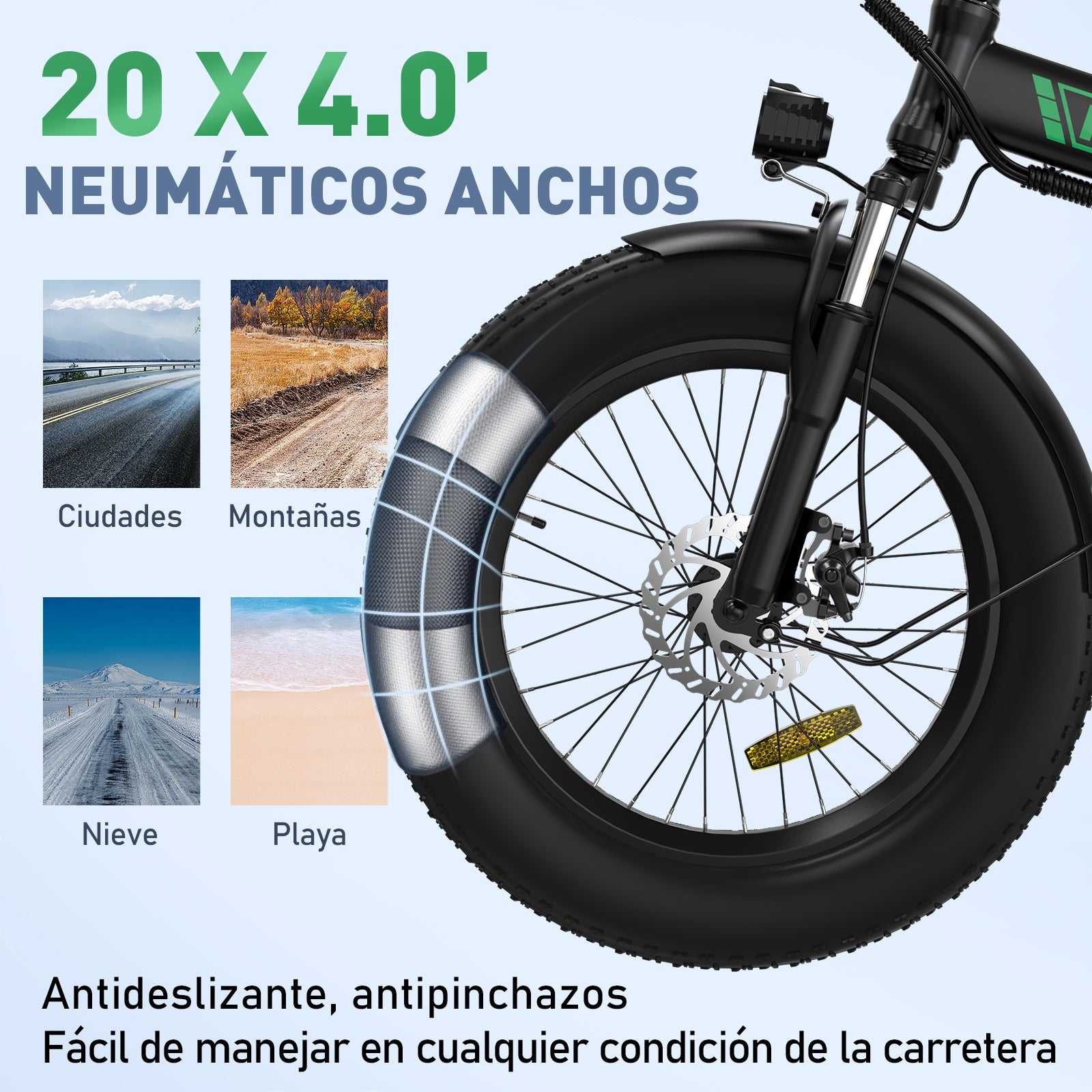 Los Neumáticos Gordos de las Bicicletas Eléctricas son Adecuados para una Variedad de Terrenos.