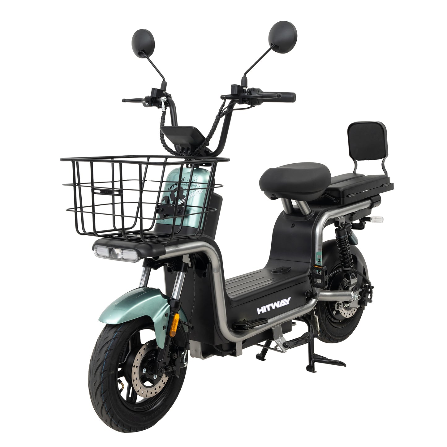 Motocicleta Eléctrica HITWAY, Motocicleta Eléctrica de Desbloqueo Inteligente con Tarjeta NFC, Motocicleta Eléctrica de Asiento Trasero Multifuncional, Vista Lateral
