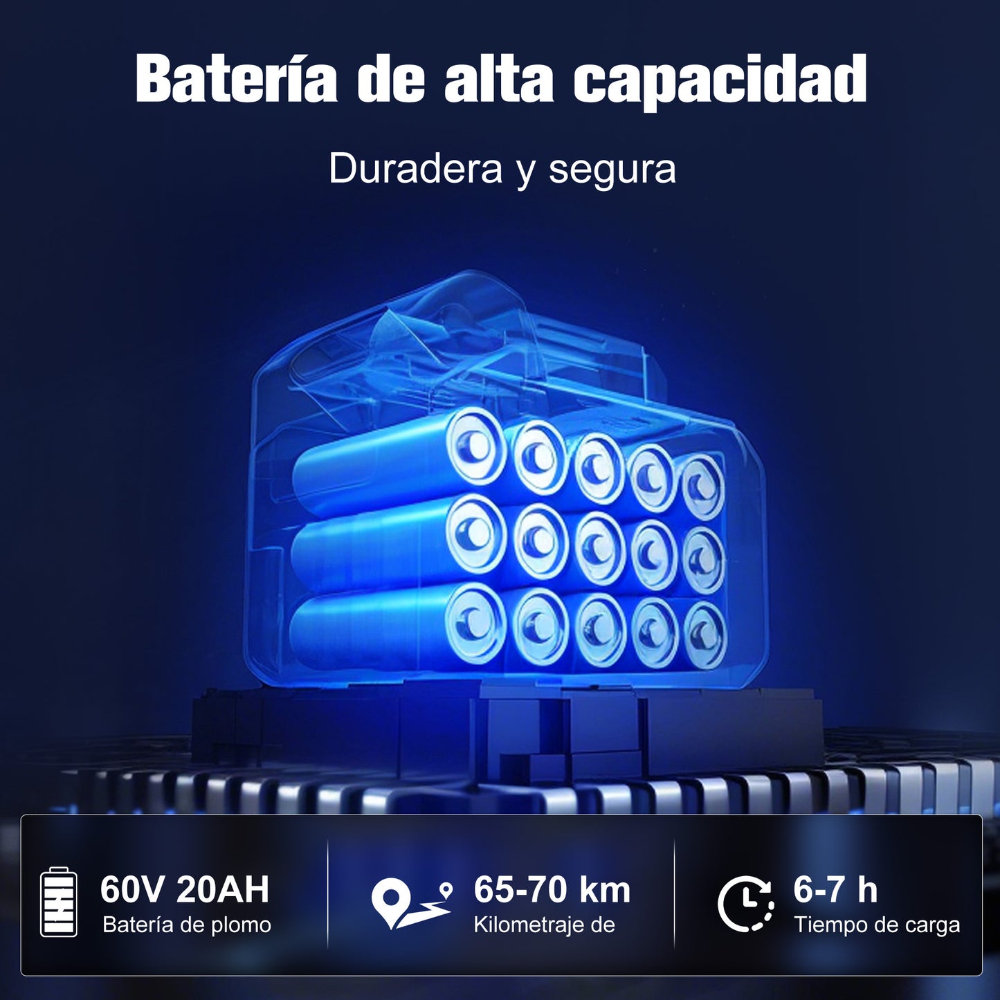 La Batería de la Motocicleta léctrica es de 60 V 20 Ah