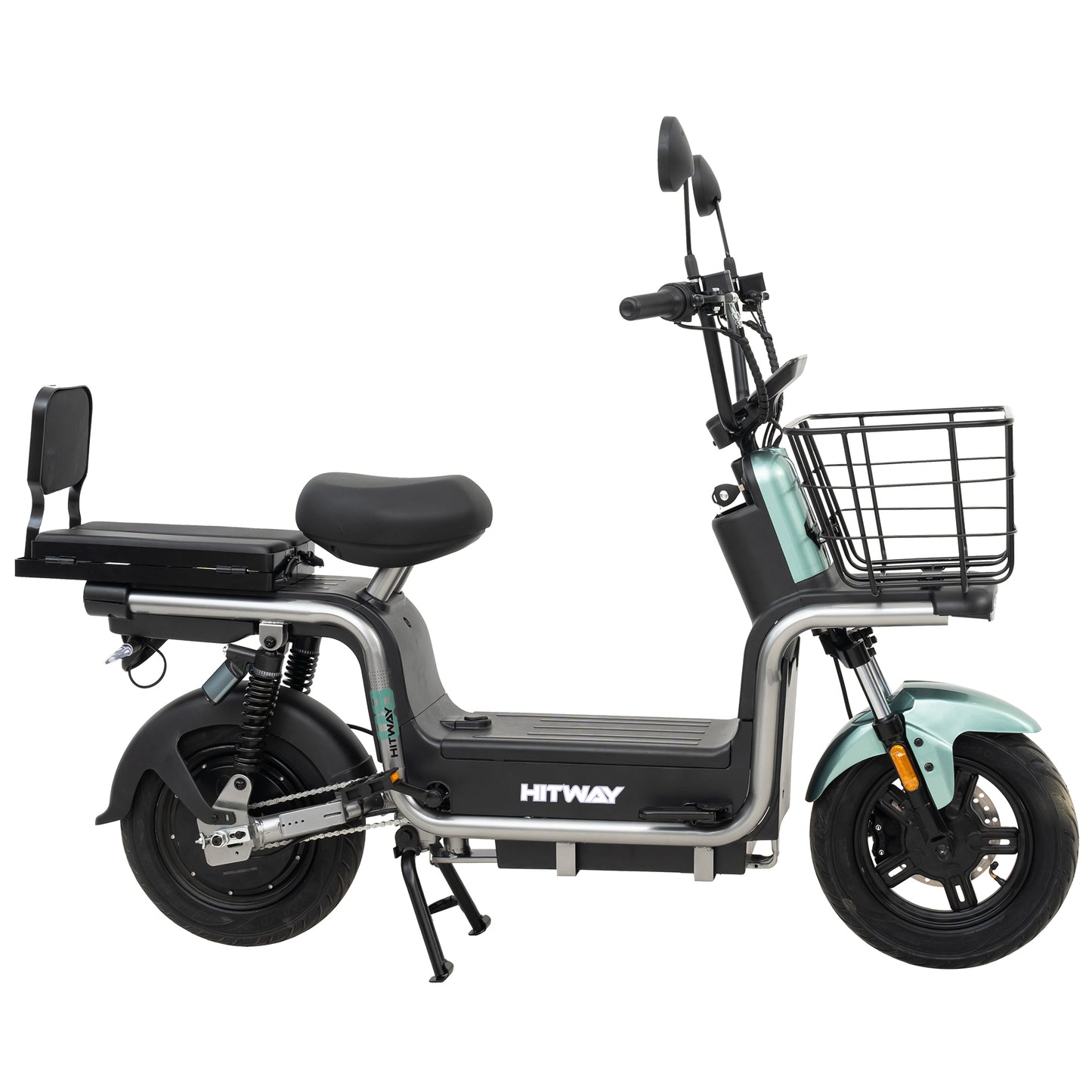 Motocicleta Eléctrica HITWAY, Motocicleta Eléctrica de Desbloqueo Inteligente con Tarjeta NFC, Motocicleta Eléctrica de Asiento Trasero Multifuncional, Vista Frontal