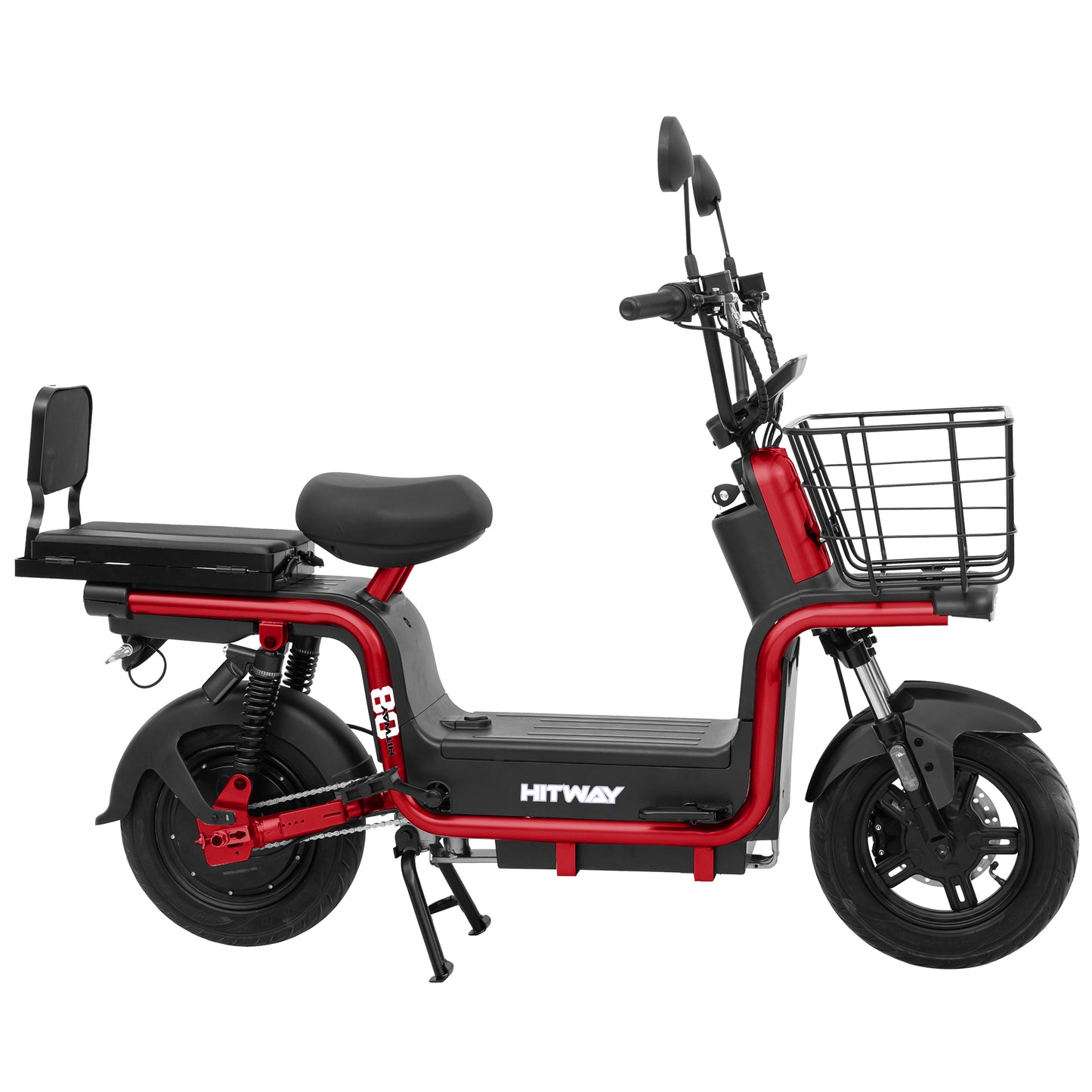 Motocicleta Eléctrica HITWAY, Motocicleta Eléctrica de Desbloqueo Inteligente con Tarjeta NFC, Motocicleta Eléctrica de Asiento Trasero Multifuncional, Vista Frontal