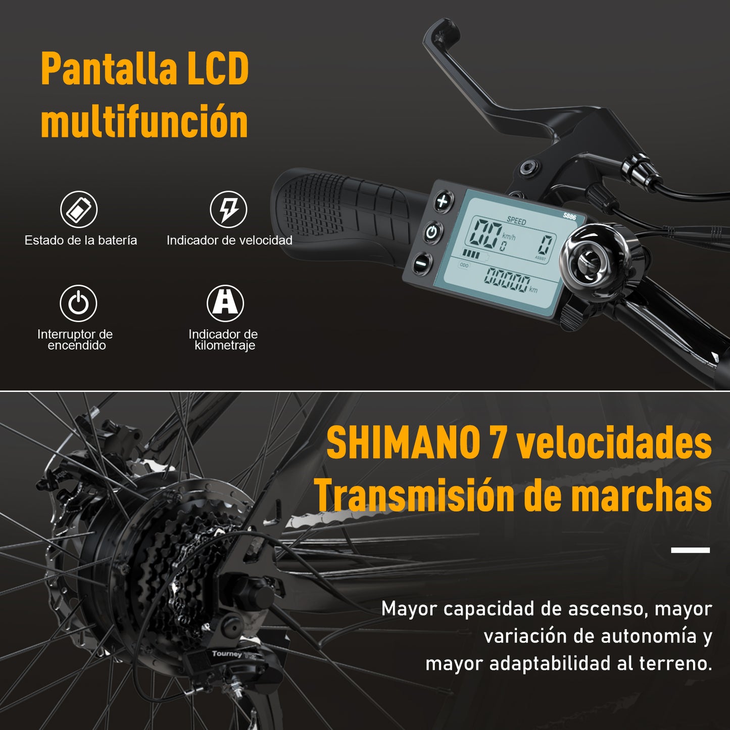 Las Bicicletas Eléctricas de Montaña Están Equipadas con Pantallas Inteligentes y un Sistema de Transmisión de 7 velocidades