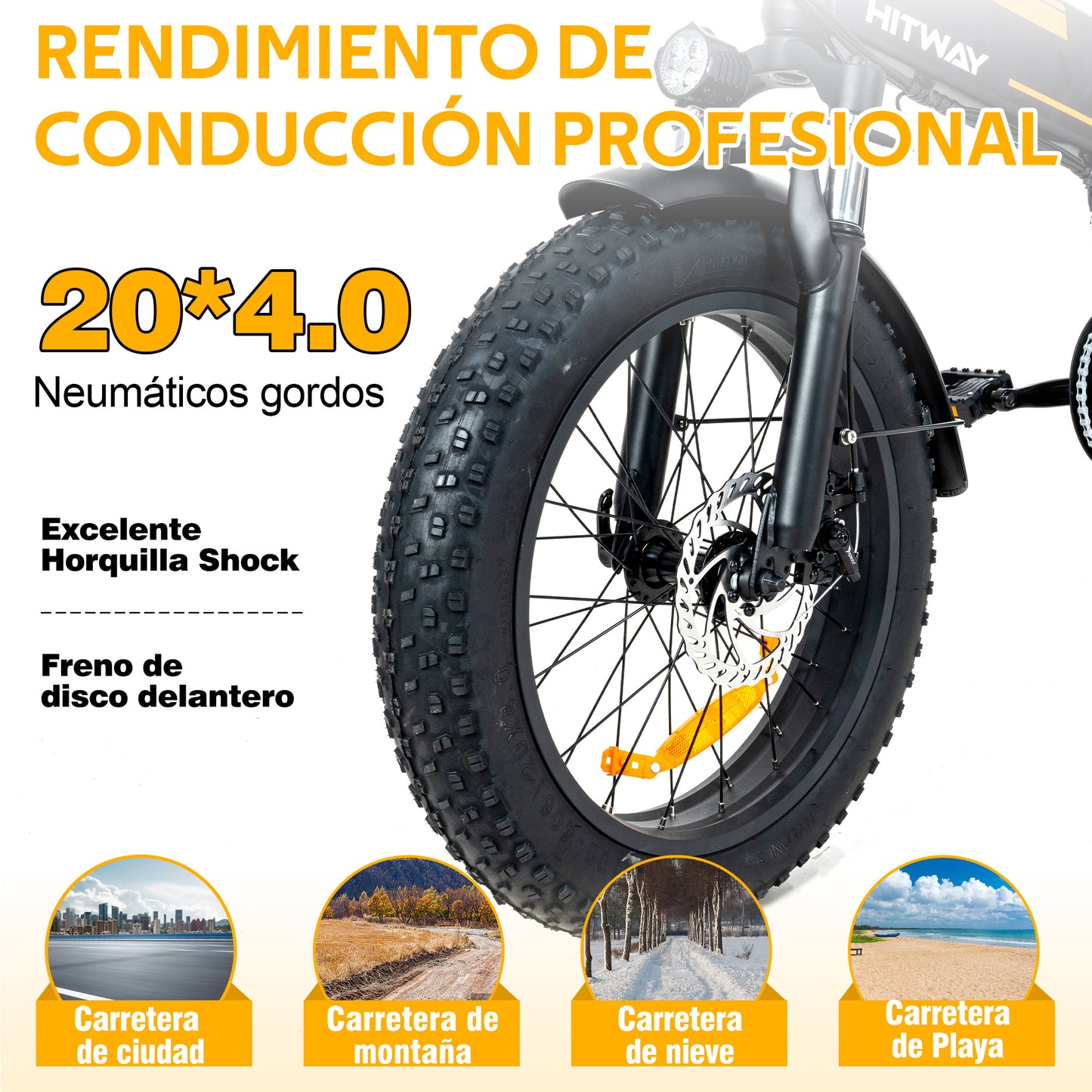 Los Neumáticos Gordos de las Bicicletas Eléctricas son Adecuados para una Variedad de Terrenos.