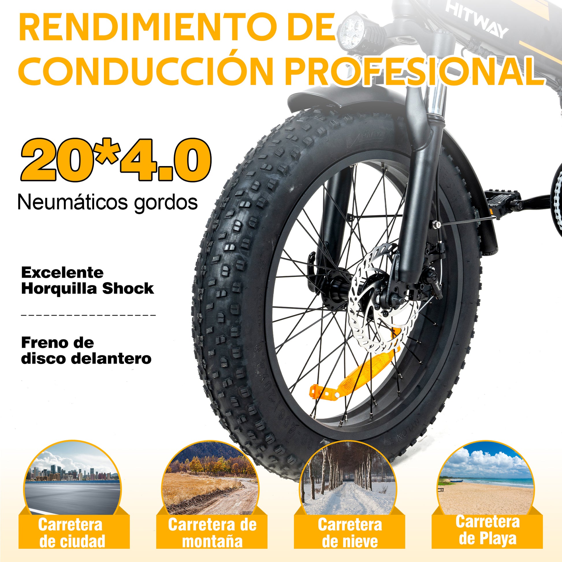 Los Neumáticos Gordos de las Bicicletas Eléctricas son Adecuados para una Variedad de Terrenos.