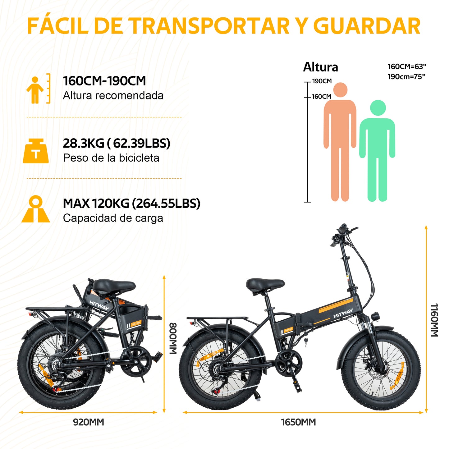 Carga Máxima de Bicicletas Eléctricas 120 kg