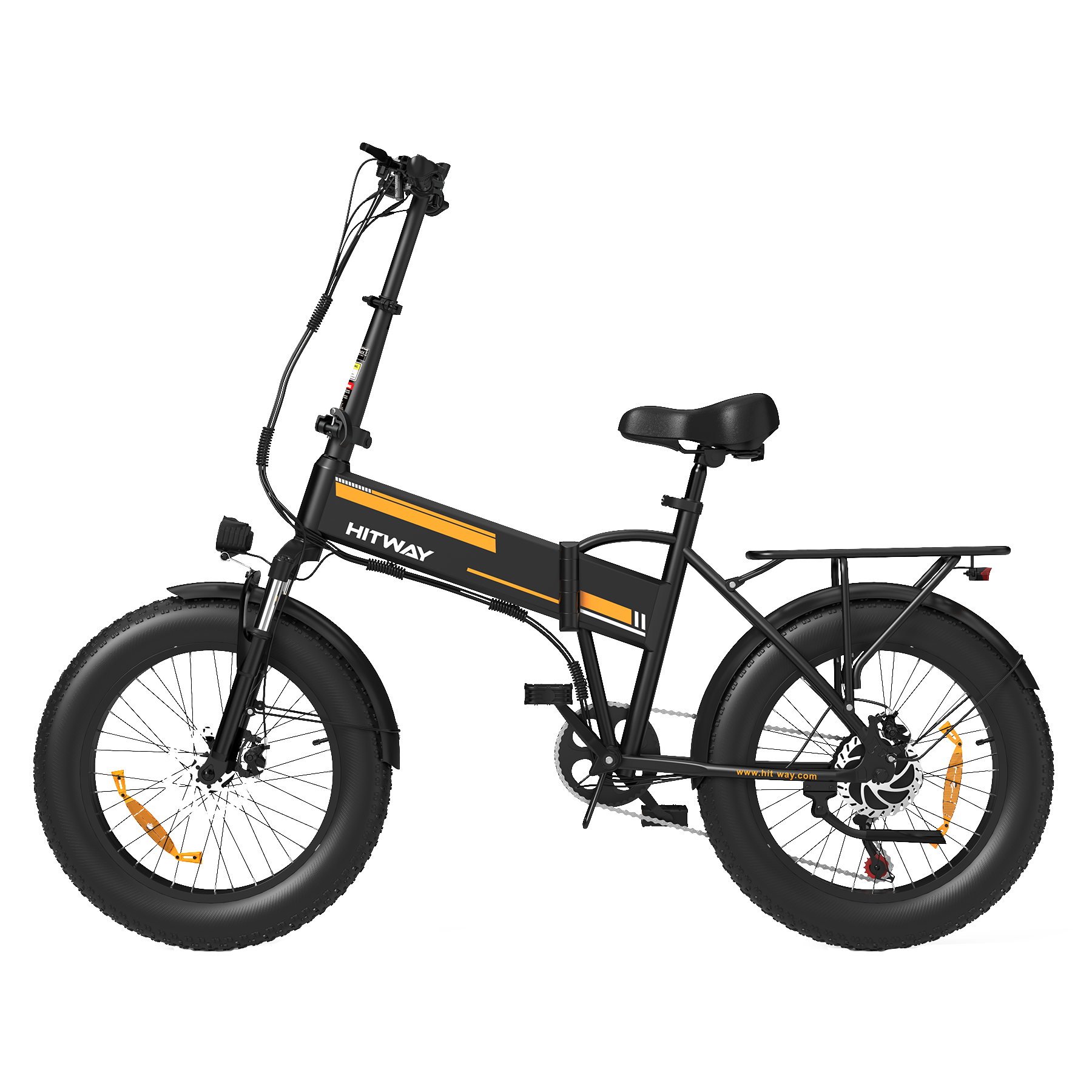 Bicicleta Eléctrica Plegable HITWAY, Bicicleta Eléctrica de Neumáticos Gordos, Vista Frontal