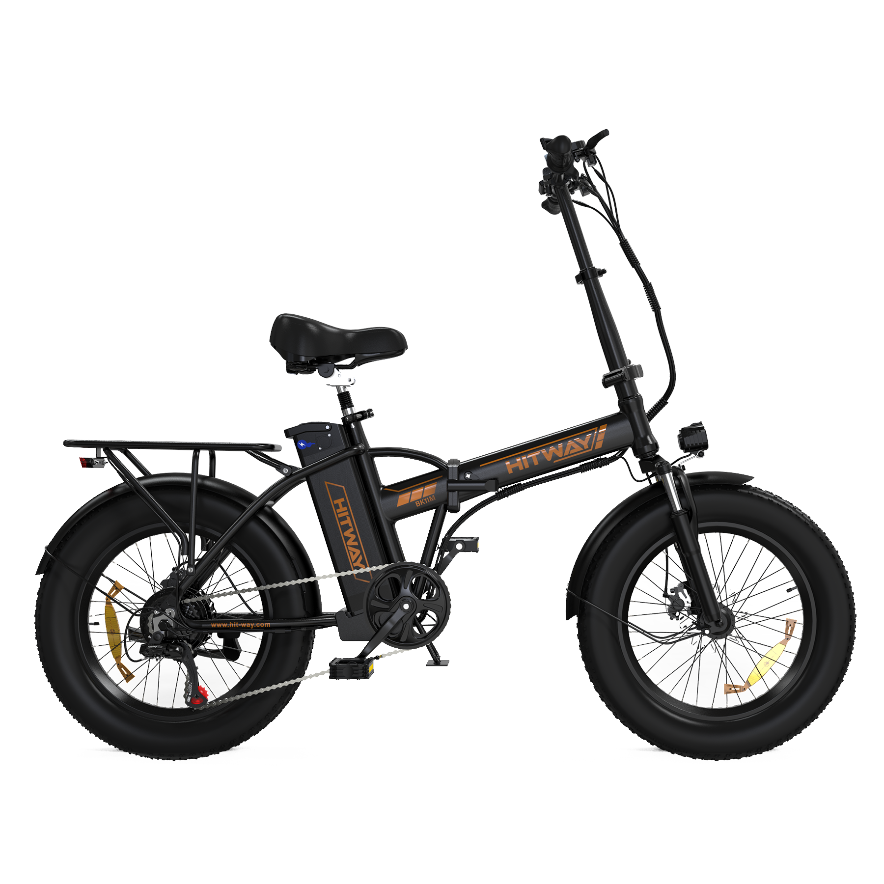 Bicicleta Eléctrica Plegable HITWAY, Bicicleta Eléctrica de Neumáticos Gordos, Vista Frontal