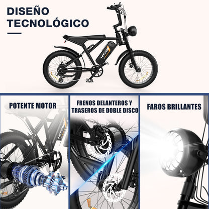 Las Bicicletas Eléctricas Están Equipadas con Motores Potentes y Faros Luminosos